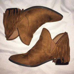 Brown (Whiskey) Maureena fringe detailed booties